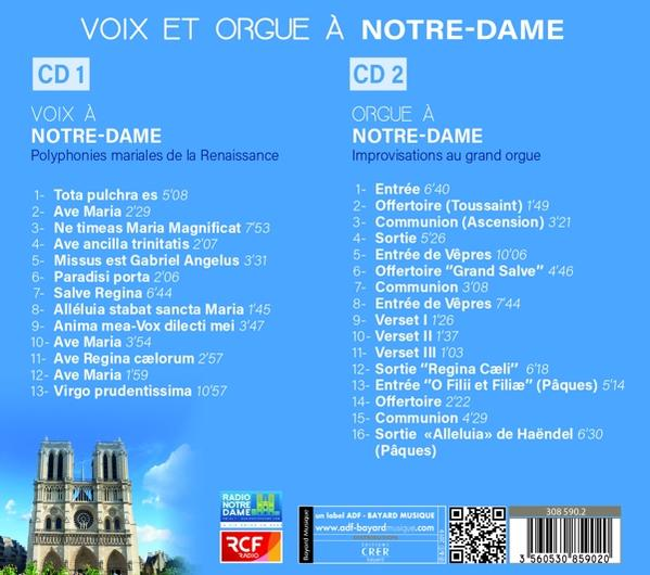 The back of a CD case with text in French and images of a building.