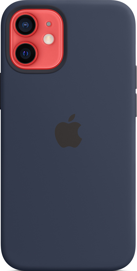 APPLE Silikon Case mit MagSafe in Dunkelmarine für iPhone 12 mini (MHKU3ZM/A) Backcover, für Apple iPhone 12 mini, Blau