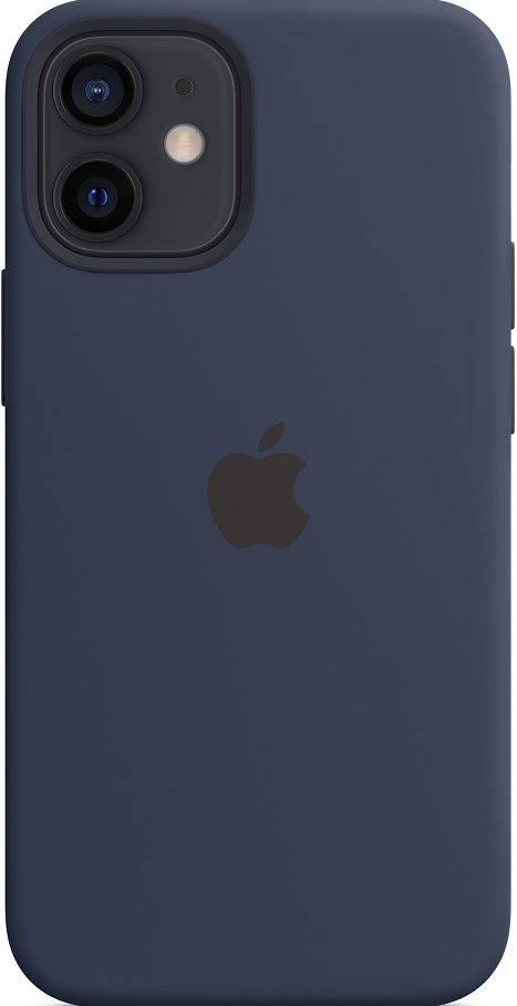 APPLE Silikon Case mit MagSafe in Dunkelmarine für iPhone 12 mini (MHKU3ZM/A) Backcover, für Apple iPhone 12 mini, Blau