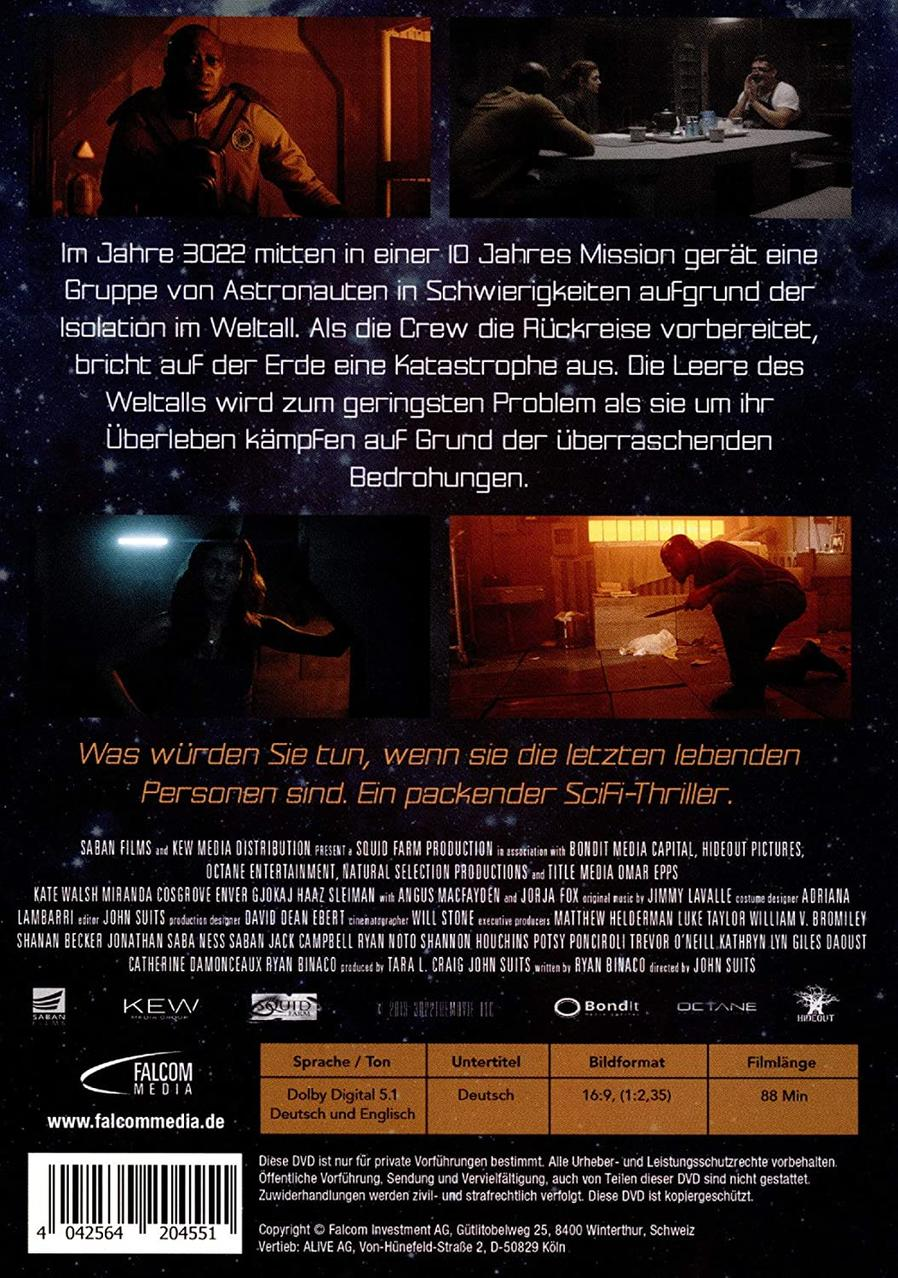 Filmcover: Dunkle Sci-Fi-Szene mit Astronauten, Text in mehreren Sprachen.