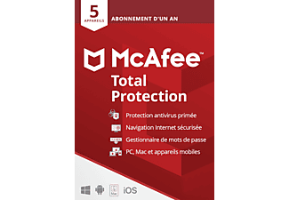 McAfee Total Protection 5 appareils (Windows, Mac, Android, iOS) FR/NL
