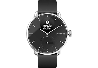 WITHINGS ScanWatch Smartwatch Edelstahl Silikon, 18 mm, Schwarz