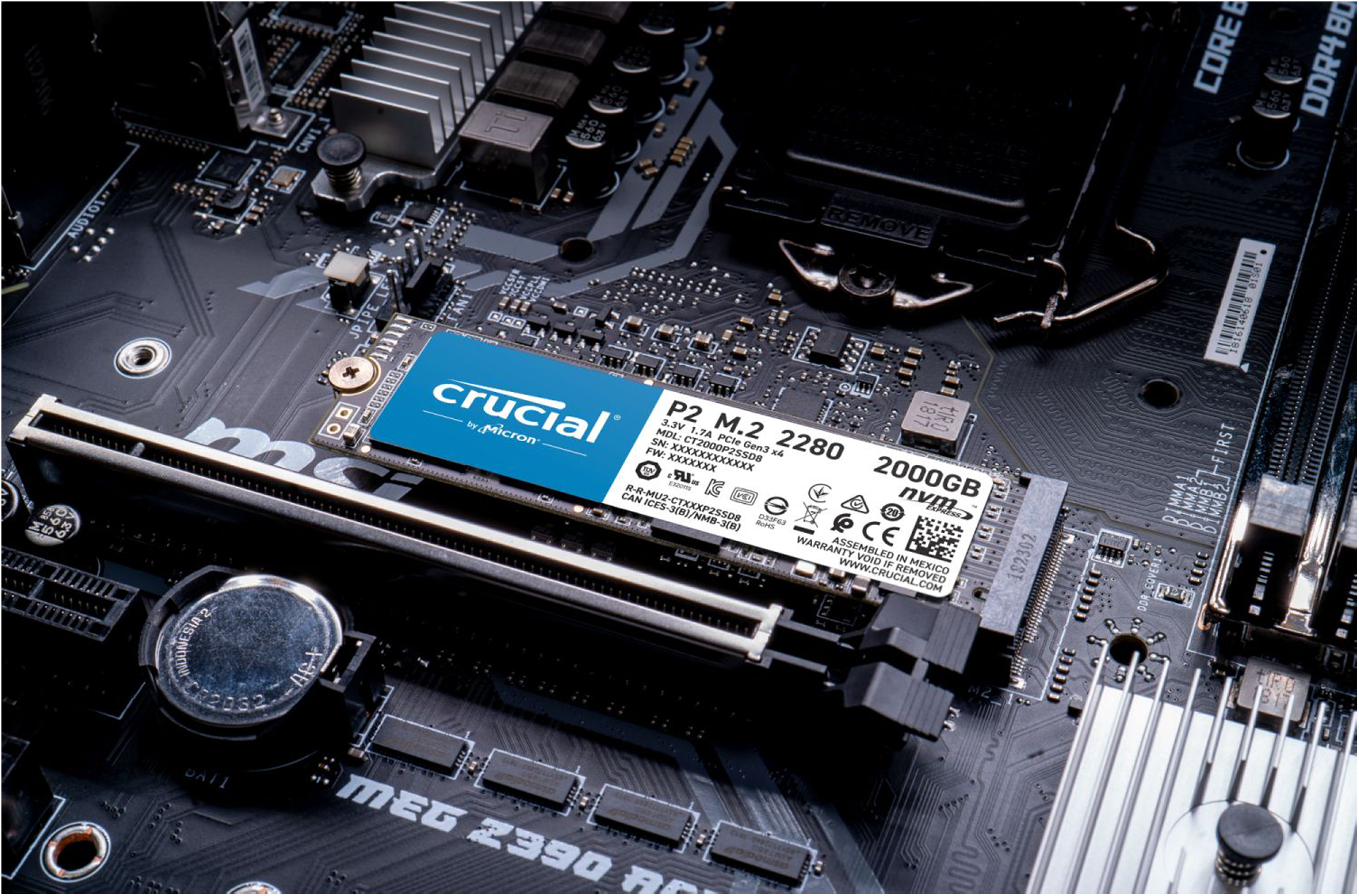 CRUCIAL P2 Festplatte, 2 TB SSD M.2 via PCIe, intern