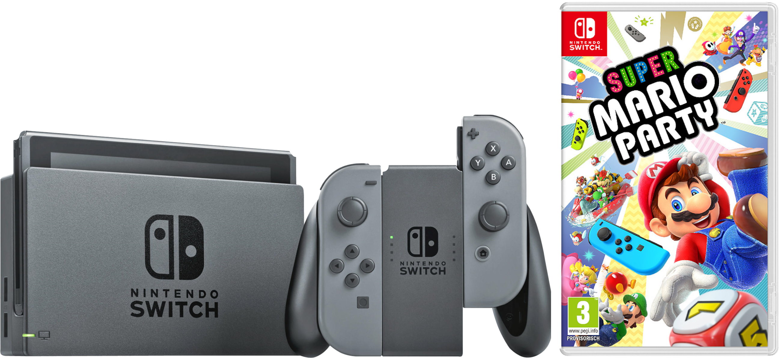 NINTENDO Switch Grau (neue Edition) + Super Mario Party