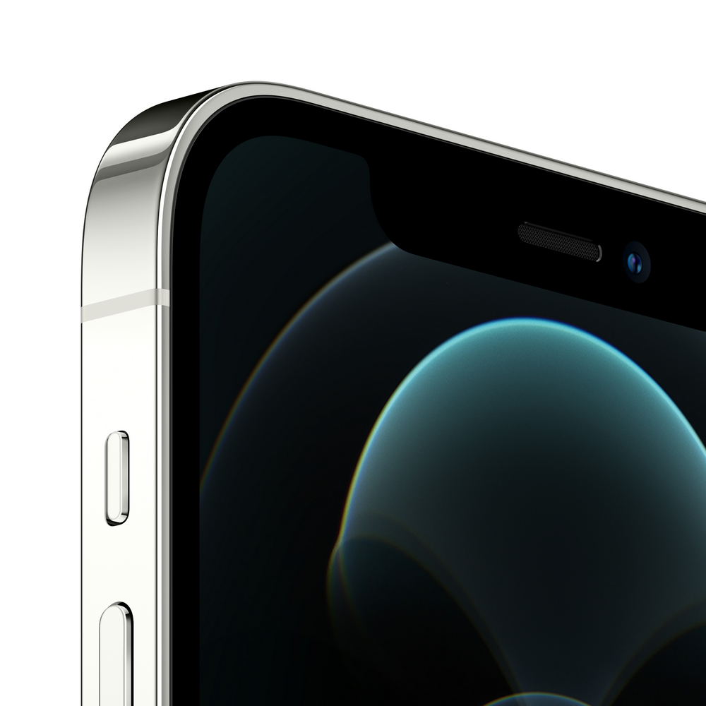 Primer plano del borde de un teléfono, que muestra la pantalla y los botones.