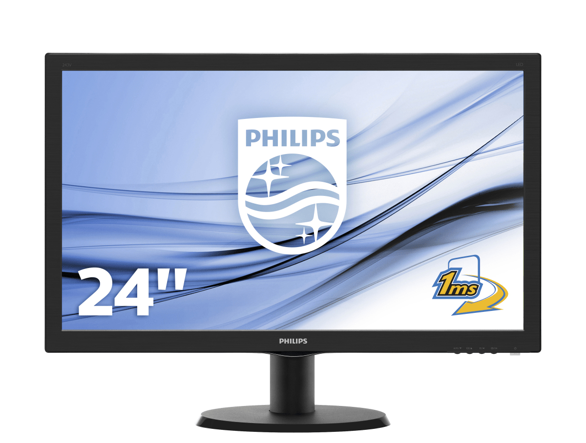 Monitor - Philips, 243V5LHSB, 23.6", Full HD, 1920 x 1080, HDMI / VGA / DVI, Negro