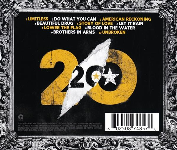 Rückseite eines CD-Covers mit Titelliste, Logo und Artwork.