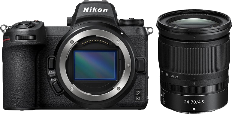 Eine Nikon Z 6II Kamera mit einem 24-70mm Objektiv.