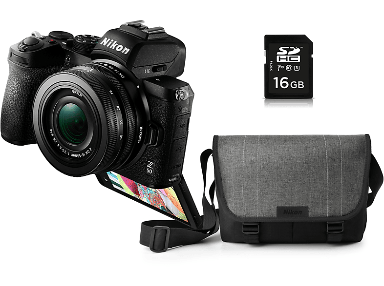 NIKON Z 50 Kit Systemkamera mit Objektiv 16-50 mm, 8 cm Display Touchscreen, WLAN