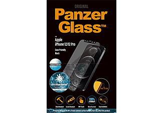 PANZERGLASS Antibacteriële Zwarte Case Friendly met Anti-Glare voor Apple iPhone 12/12 Pro