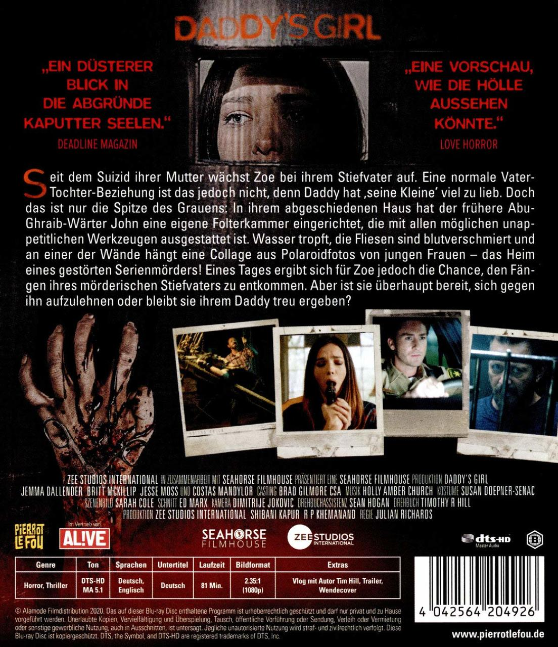 DVD-Cover für Daddy's Girl, mit Filmstills, Text und Logos.