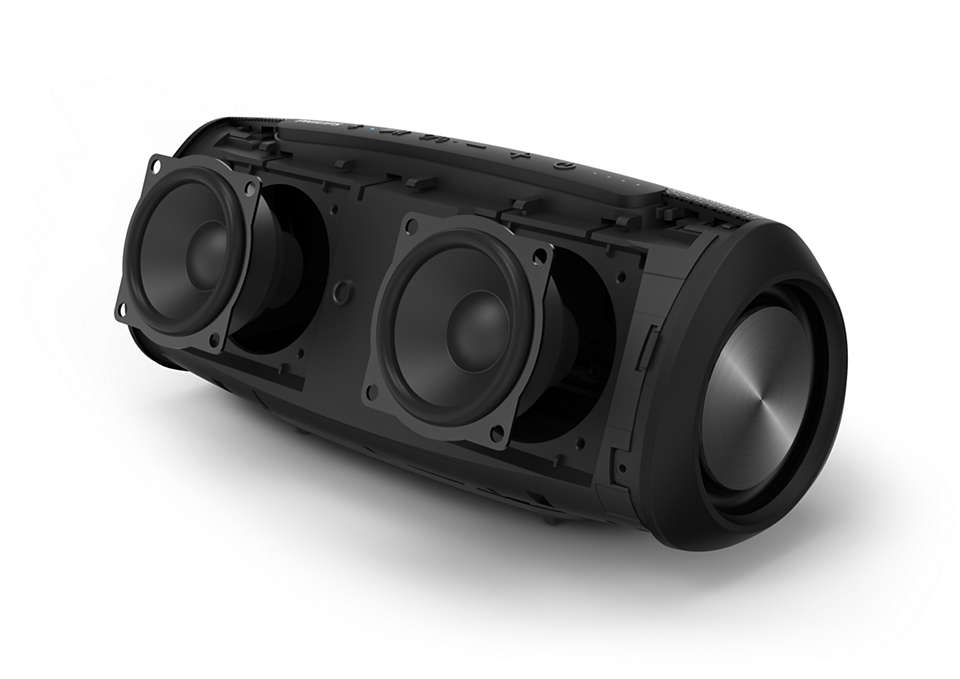 PHILIPS S6305 Bluetooth Lautsprecher, Schwarz, Wasserfest