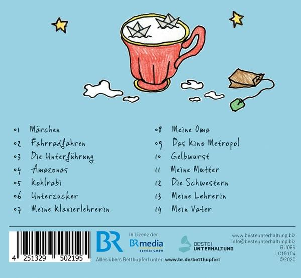 Illustration einer roten Tasse mit Papierbooten, Text auf Deutsch. Der Hintergrund ist hellblau.