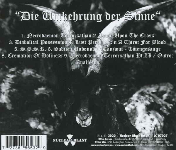 Albumcover mit einem dämonischen Ziegenkopf und Text.