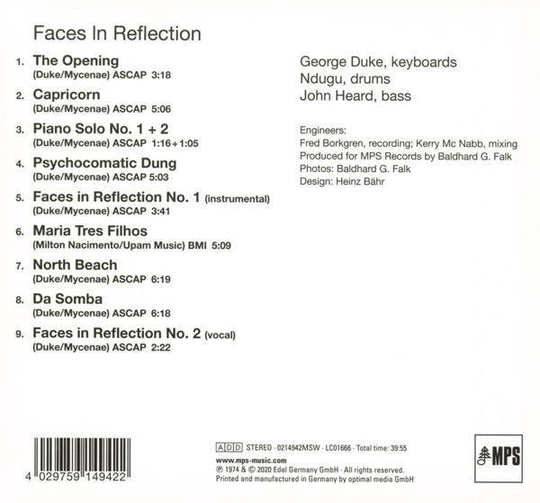 Albumcover: Titelliste und Credits für 'Faces in Reflection' von George Duke und anderen.
