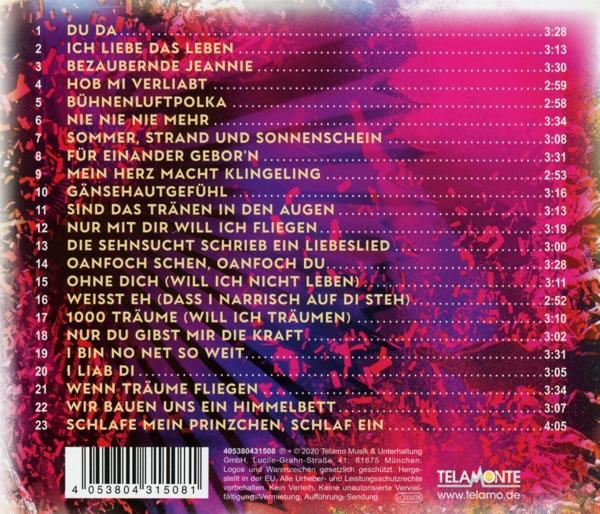 Rückseite einer CD. Text auf Deutsch auf einem Farbverlaufshintergrund.