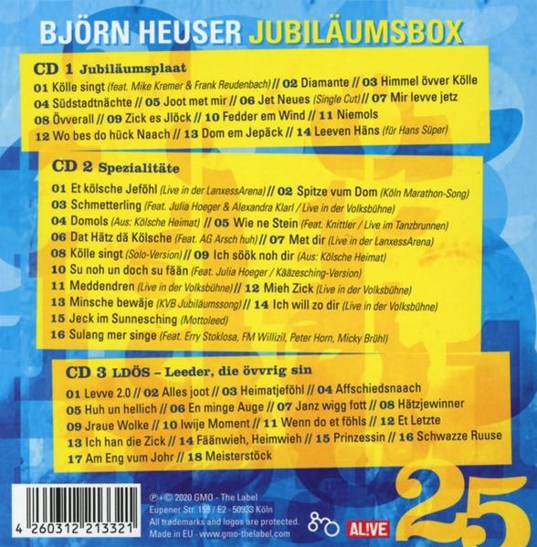 Albumcover mit einer Liste von Liedern auf Deutsch, einschließlich CD 1, CD 2 und CD 3.
