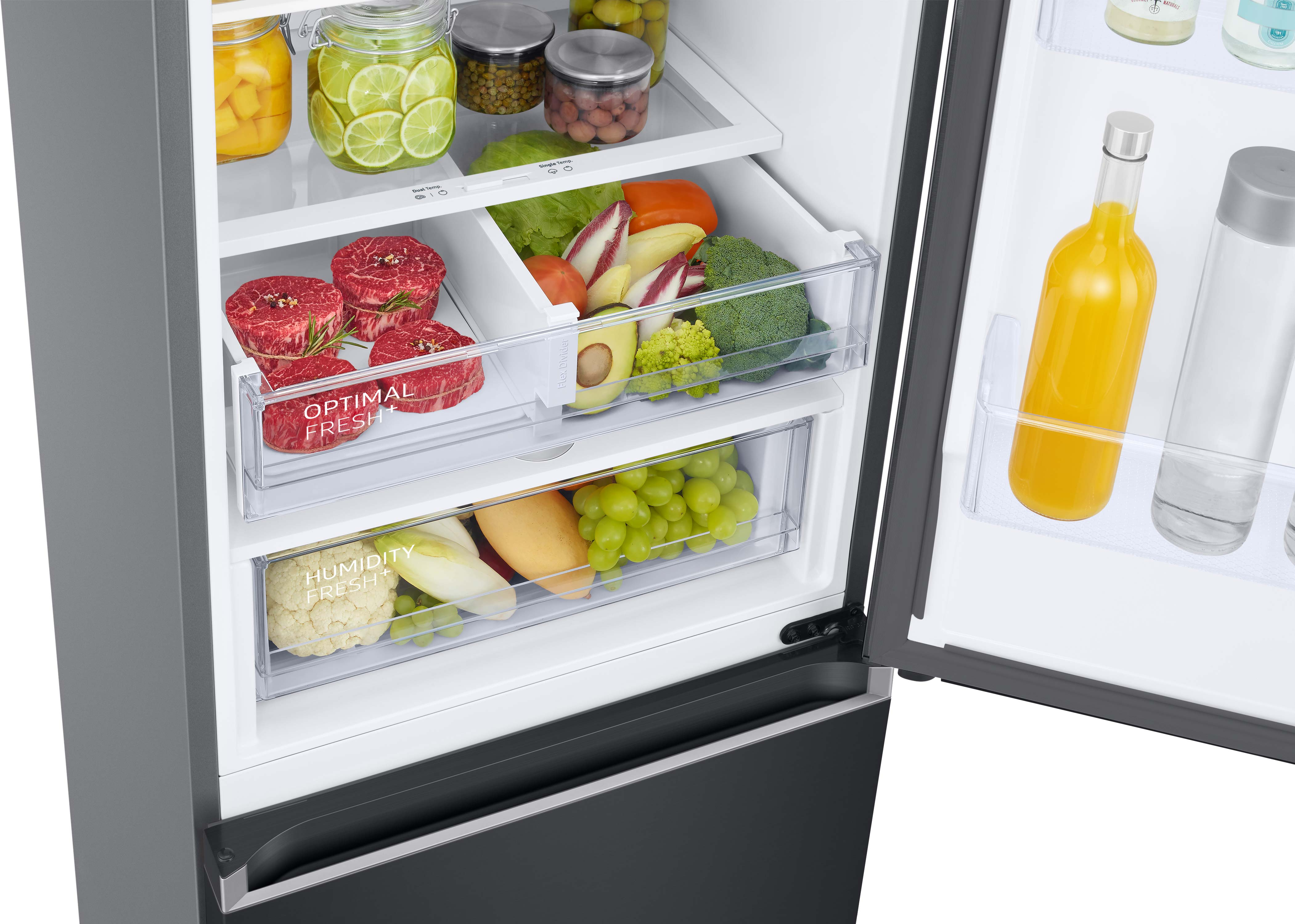 SAMSUNG RL38T603DB1/EG Kühlgefrierkombination (D, 390 l, 2030 mm hoch, Premium Black Steel)