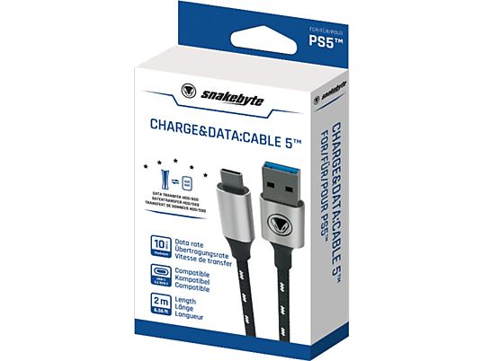 SNAKEBYTE Charge&Data:Cable 5 - Câble USB-C (Blanc/Noir)