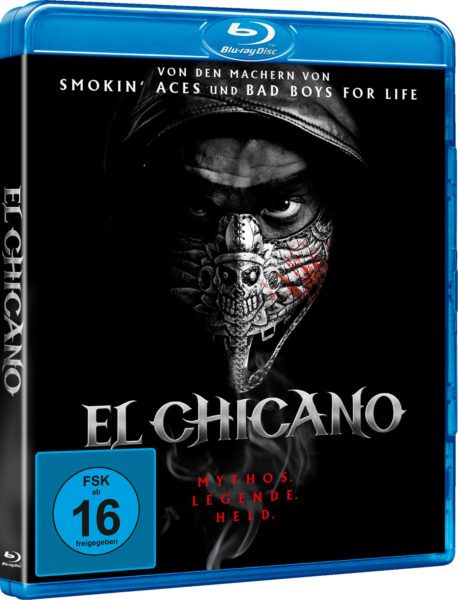 Blu-ray-Hülle des Films 'El Chicano' mit einem maskierten Mann auf dem Cover. Titel und Bewertung sichtbar.