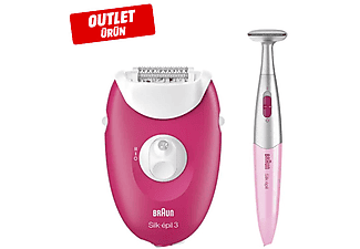 BRAUN Silk Epil 3 3-420 -2 Ek Parçalı Kablolu Epilasyon Cihazı Ahududu Pembe Outlet 1179979