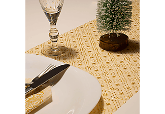 FAMILY CHRISTMAS 58029A Karácsonyi asztalterítő futó - arany színű - 180 x 28 cm