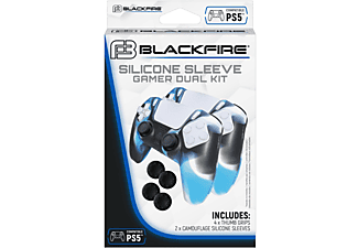 Funda + grips - Ardistel Blackfire Silicone Sleeve Gamer Dual Kit para 2 mandos PS5, Silicona, Multicolor