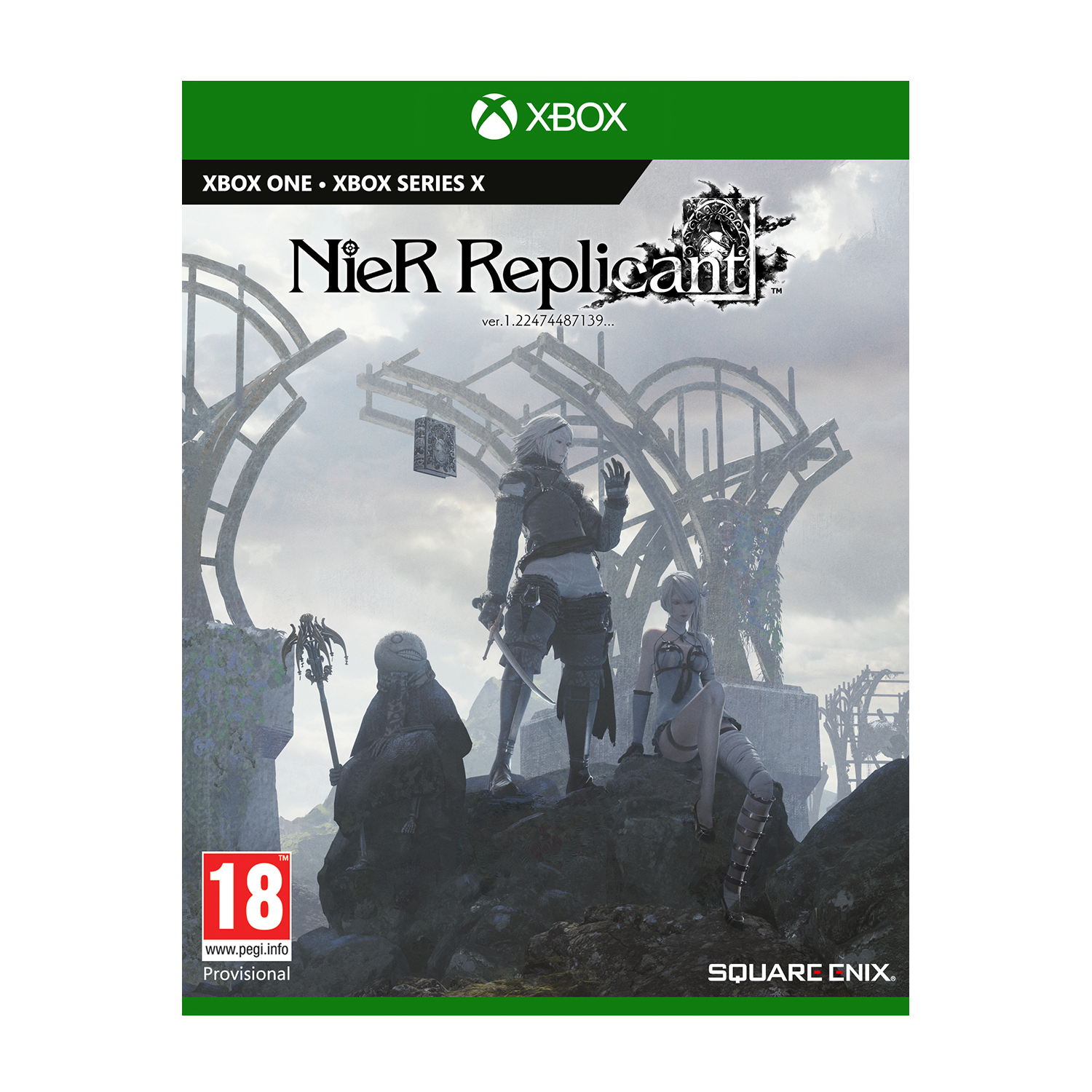 La carátula del juego NieR Replicant, con una figura y texto.