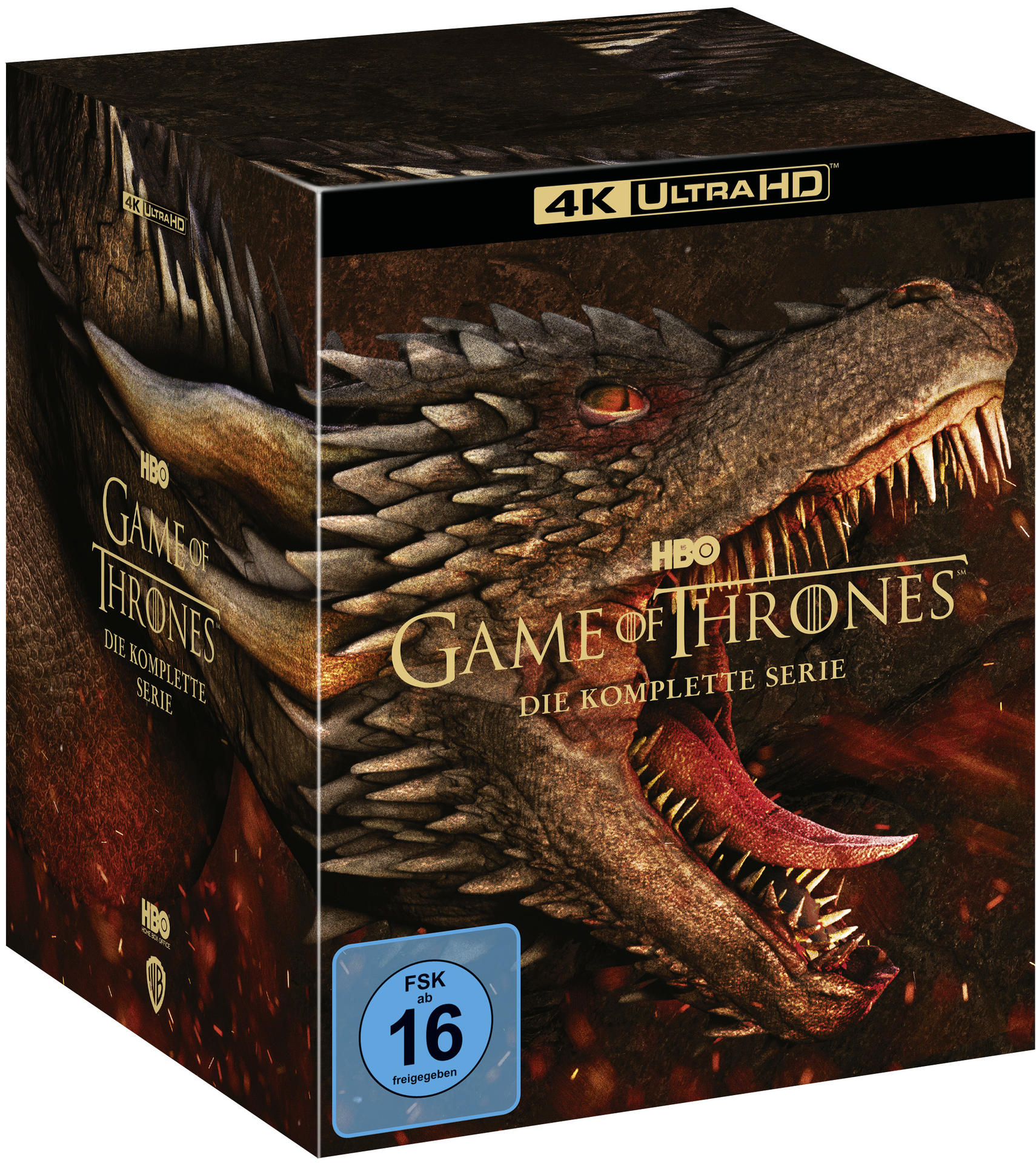 Game of Thrones 4K Ultra HD Box-Set mit Drachengesicht.