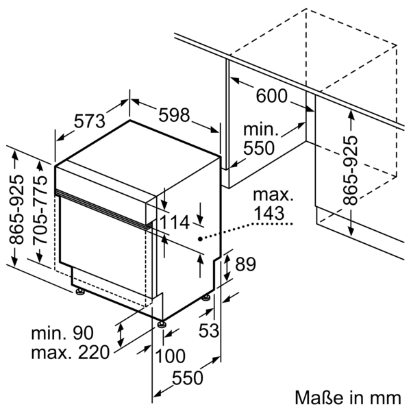 SIEMENS mm breit, (A), 598 44 Geschirrspüler (teilintegrierbar, D) SX53HS60CE dB