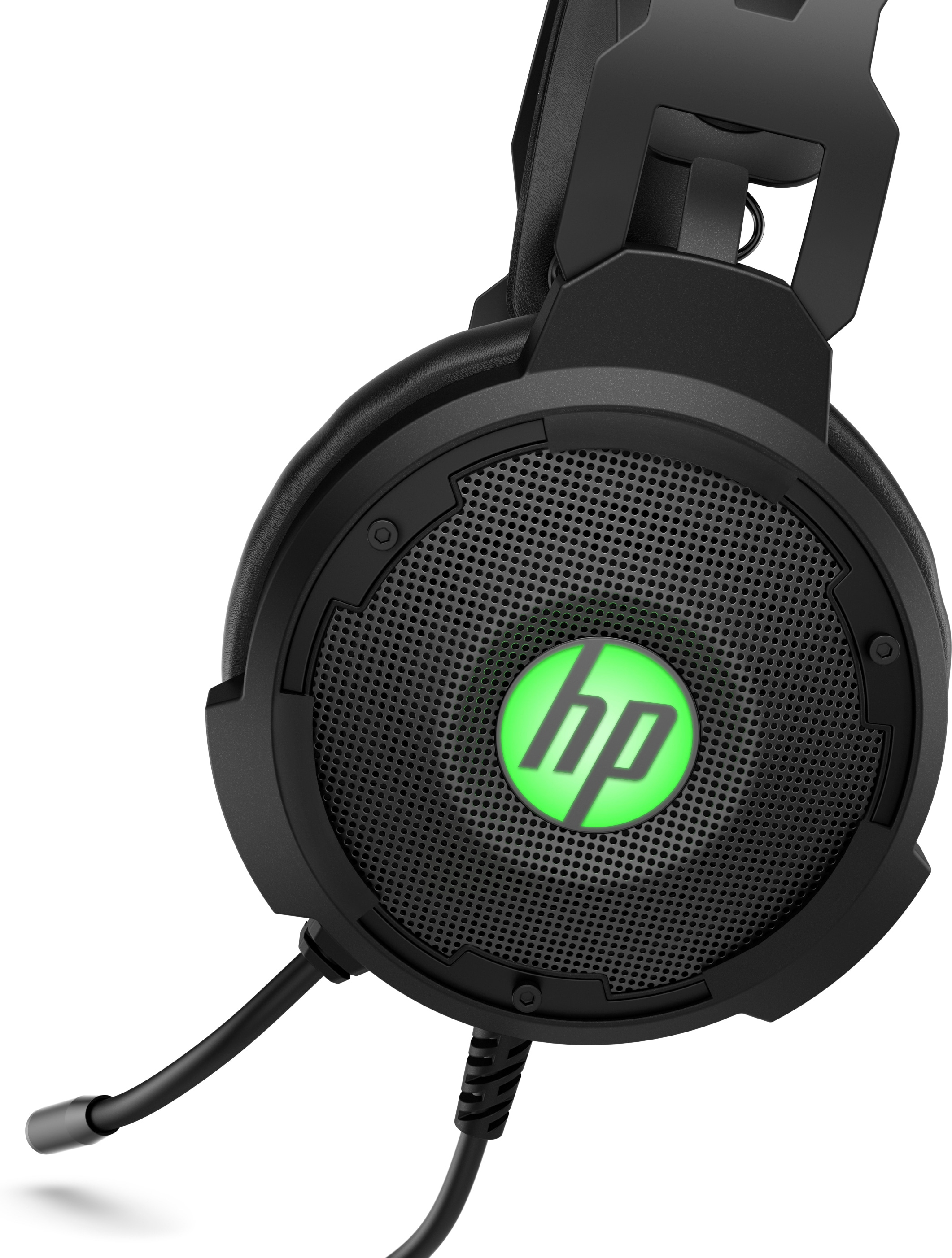 Auriculares gaming - HP Pavilion 600, Sonido envolvente 7.1, LED, Micrófono, Verde y negro