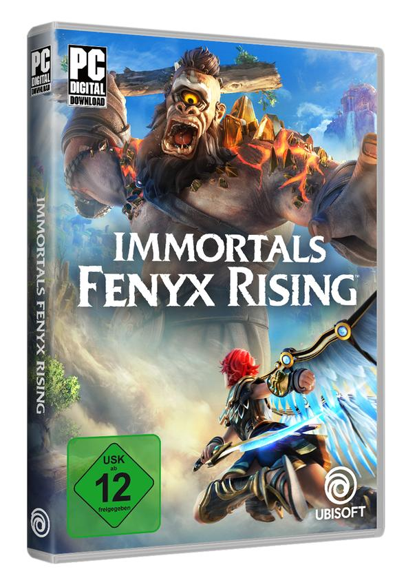 Videospiel-Box-Art eines muskulösen Riesen und eines Kriegers mit Schwert gegen eine Landschaft.