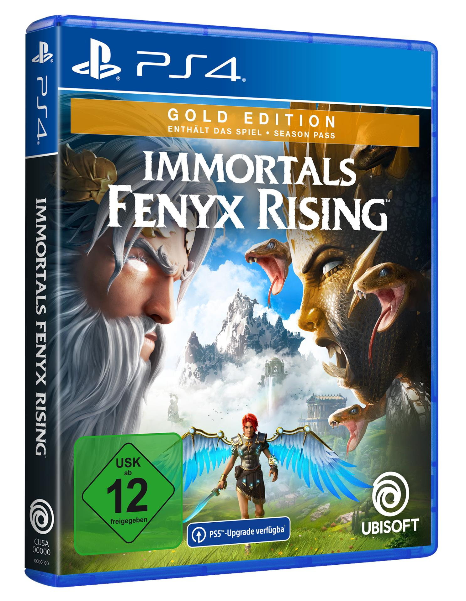 Videospiel-Box-Art mit einem Krieger, einem Riesen und einer Landschaft mit goldenem Himmel.