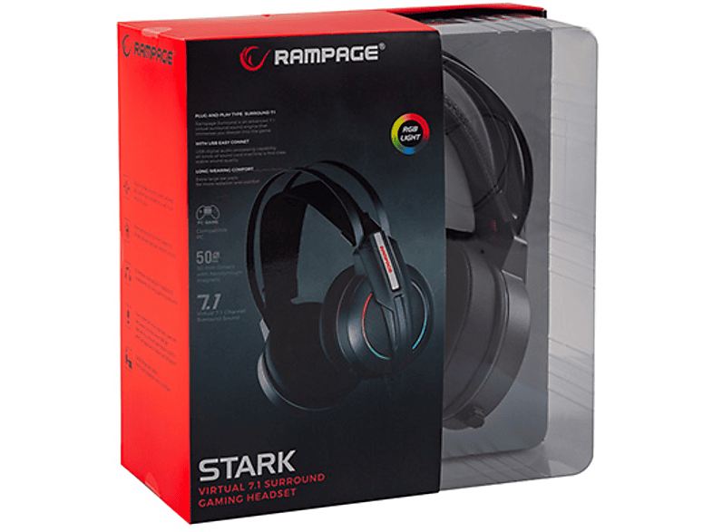 RAMPAGE RM-K6 Stark Siyah USB 7.1 Version RGB Ledli Mikrofonlu Oyuncu Kulak Üstü Kulaklığı Siyah_4