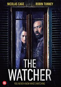 DVD-hoes: Nicolas Cage en Robin Tunney kijken door een raam, "The Watcher".