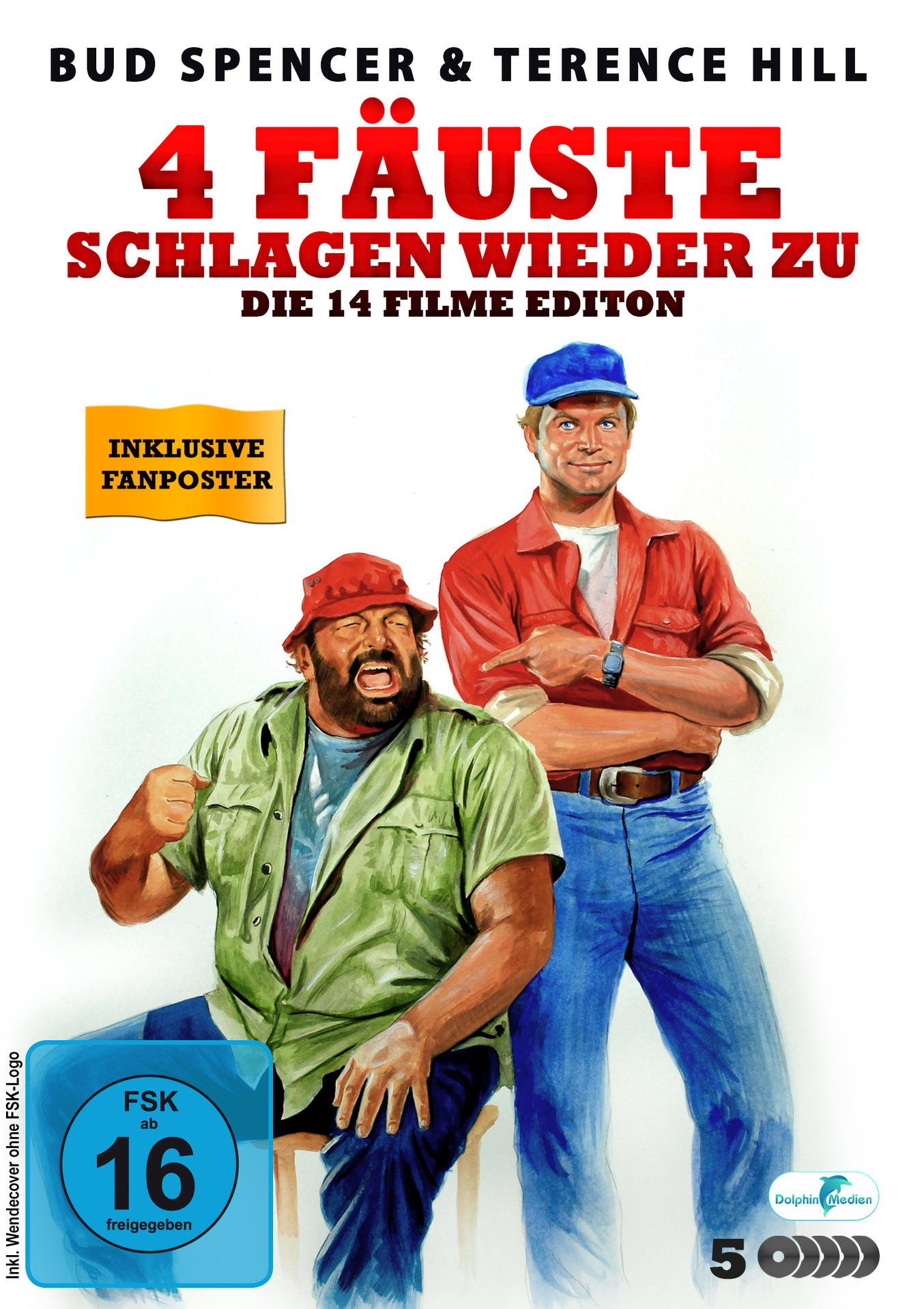 Filmplakat: Bud Spencer und Terence Hill, Schauspieler, auf einem Filmplakat mit deutschem Text.