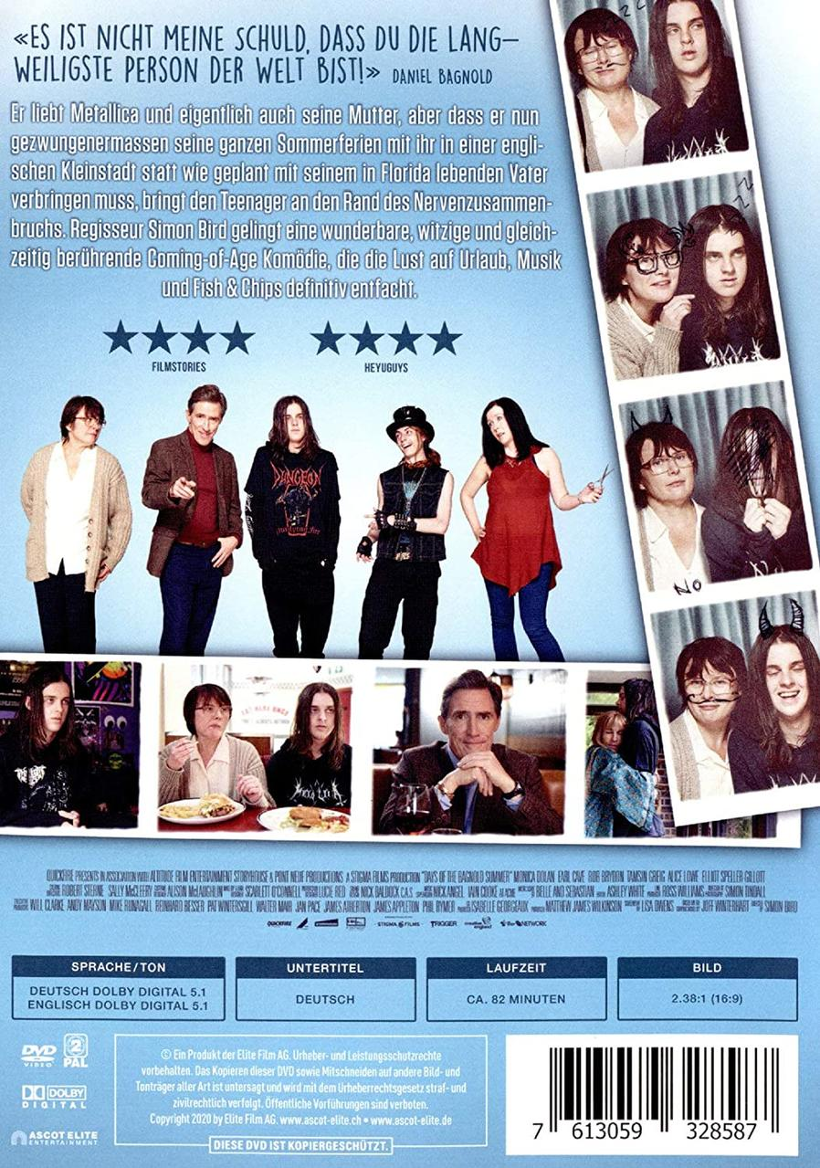DVD-Cover von 'Days of the Bagnold Summer' mit Fotos der Besetzung und Filmdetails.