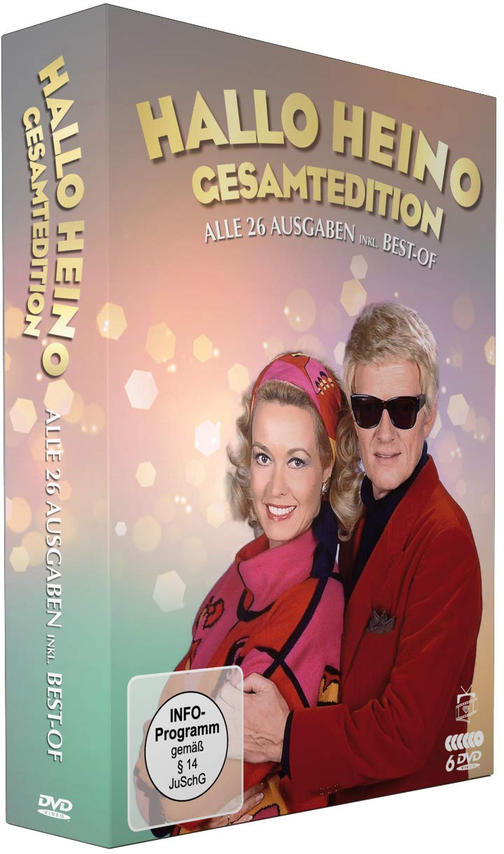 Eine DVD-Box-Set von Hallo Heino, mit einem Mann und einer Frau auf dem Cover.