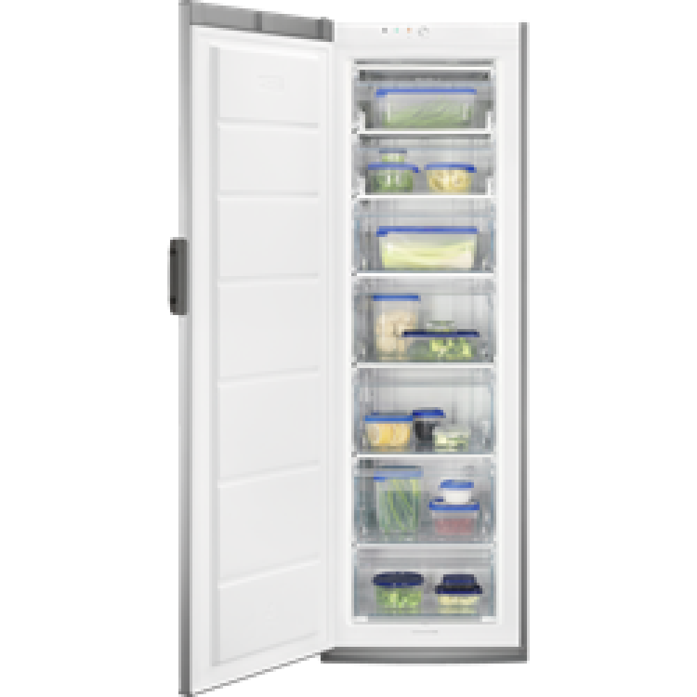 Congelador vertical - Zanussi ZUAN28FX, 186 cm, Estático, 245 l,  Gris