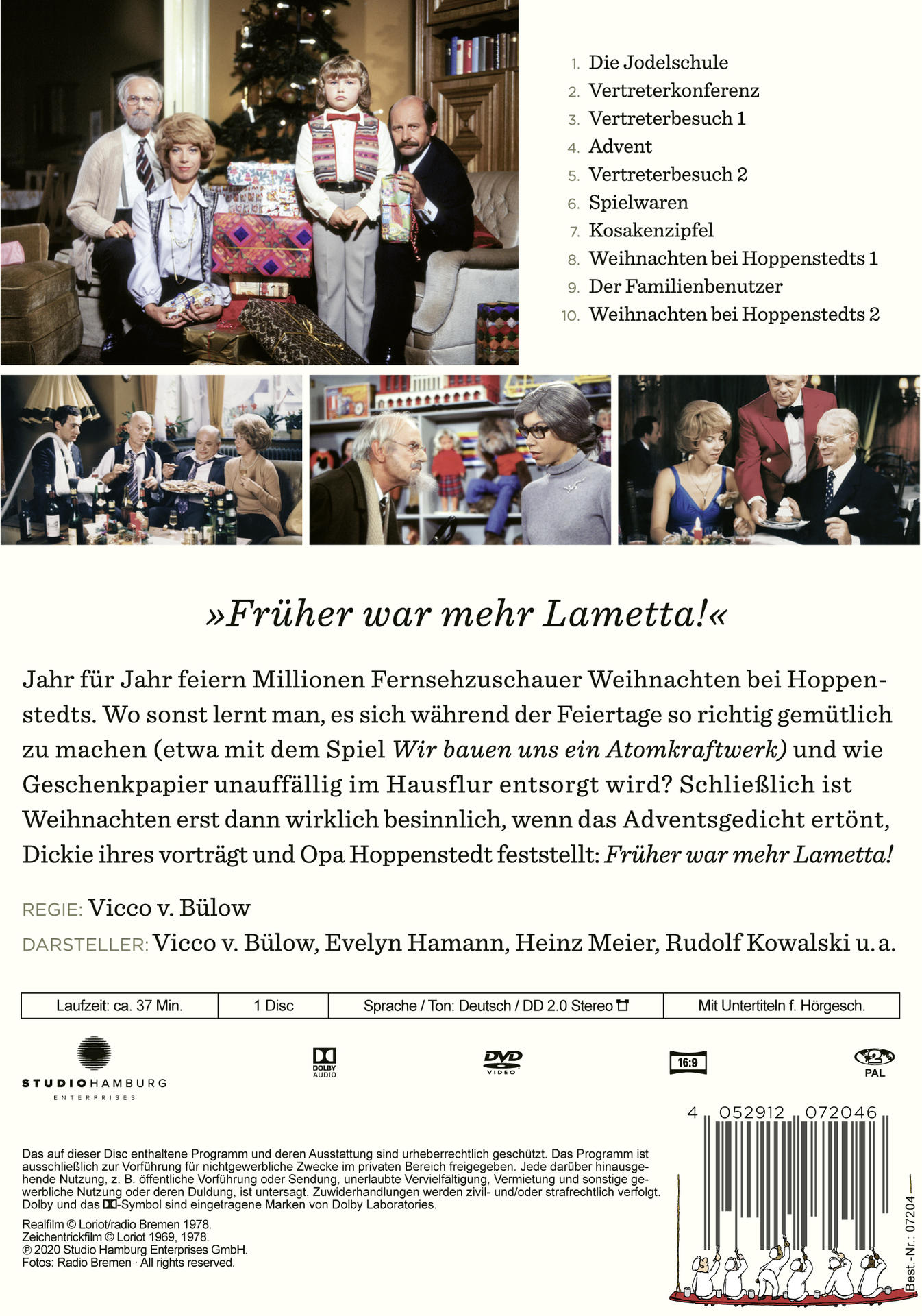 Eine Familie sitzt am Weihnachtsbaum. Geschenke sind in der Nähe. Text auf der DVD-Hülle deutet auf eine deutsche Fernsehshow hin.