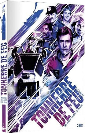 Franse dvd-boxset: Blue Thunder. De cover toont acteurs en een futuristische helikopter.