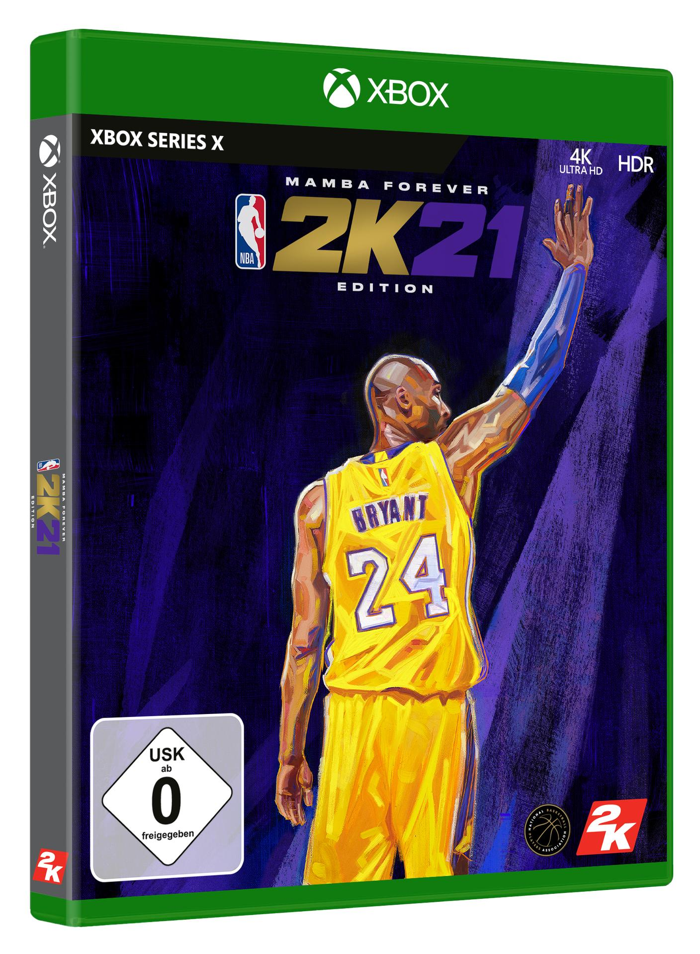 Xbox Series X Spielbox, '2K21 Mamba Forever Edition' mit Kobe Bryant auf dem Cover.