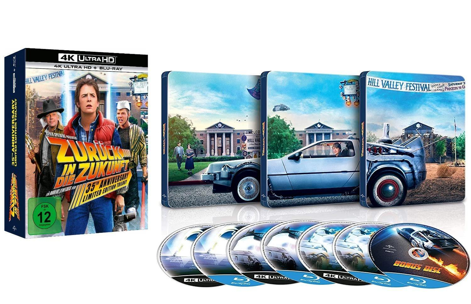 Zurück in die Zukunft 4K Ultra HD Blu-ray Set. Enthält Discs, Hüllen und Cover-Art.