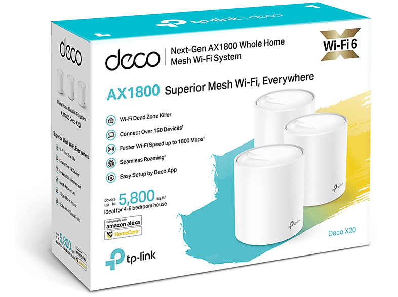 TP-LINK Deco X20(3-pack) AX1800 Tüm Ev Mesh 3’lü Wi-Fi 6 Sistemi Beyaz_2