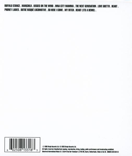 Fekete-fehér szöveg fehér háttéren, egy zenei album dalcímeit sorolja fel.