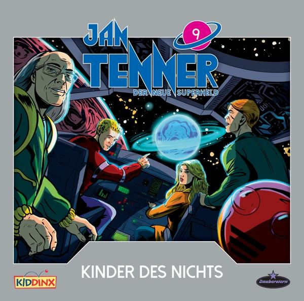 Comic-Cover mit Retro-Design mit Charakteren in einem Raumschiff, mit Text auf Deutsch.