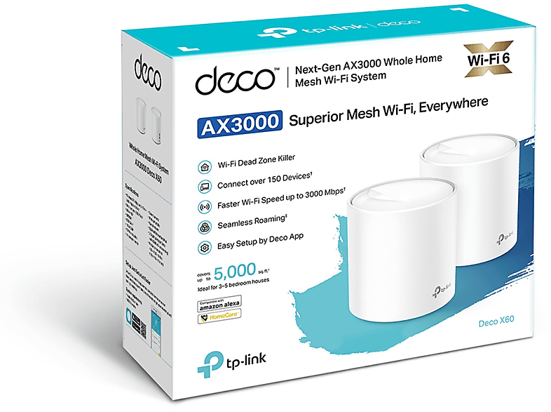 TP-LINK Deco X60(2-pack) AX3000 Tüm Ev Mesh 2’li  Wi-Fi 6 Sistemi Beyaz_2