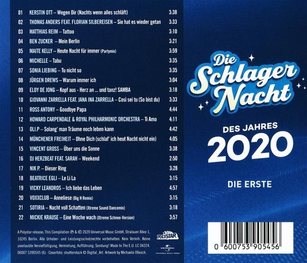 VARIOUS - DIE SCHLAGERNACHT DES JAHRES 2020 - DIE ERSTE  - (CD)
