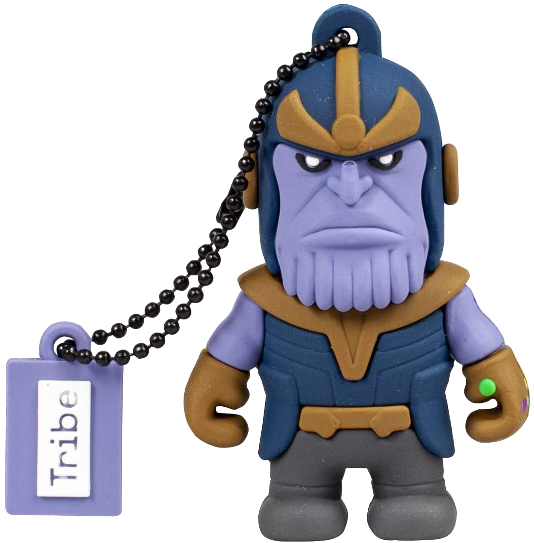 Thanos USB-meghajtó, Thanos fejének és testének formájában, kulcstartóval.