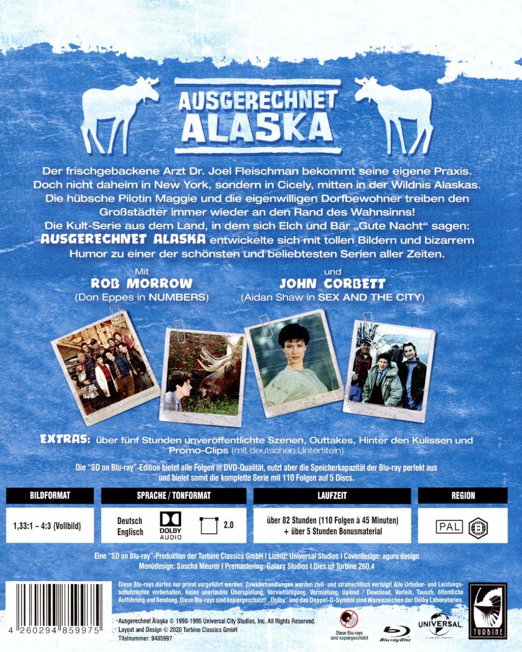 DVD-Cover mit Text und Fotos, die eine Fernsehserie darstellen, mit Elch-Illustrationen.